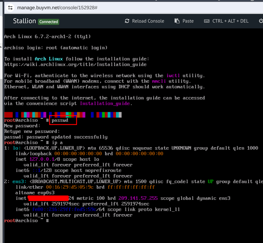 Buyvm vnc archlinux livecd