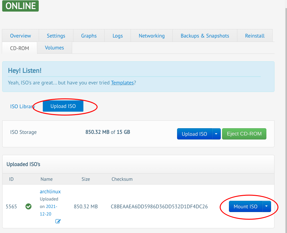 Buyvm upload iso